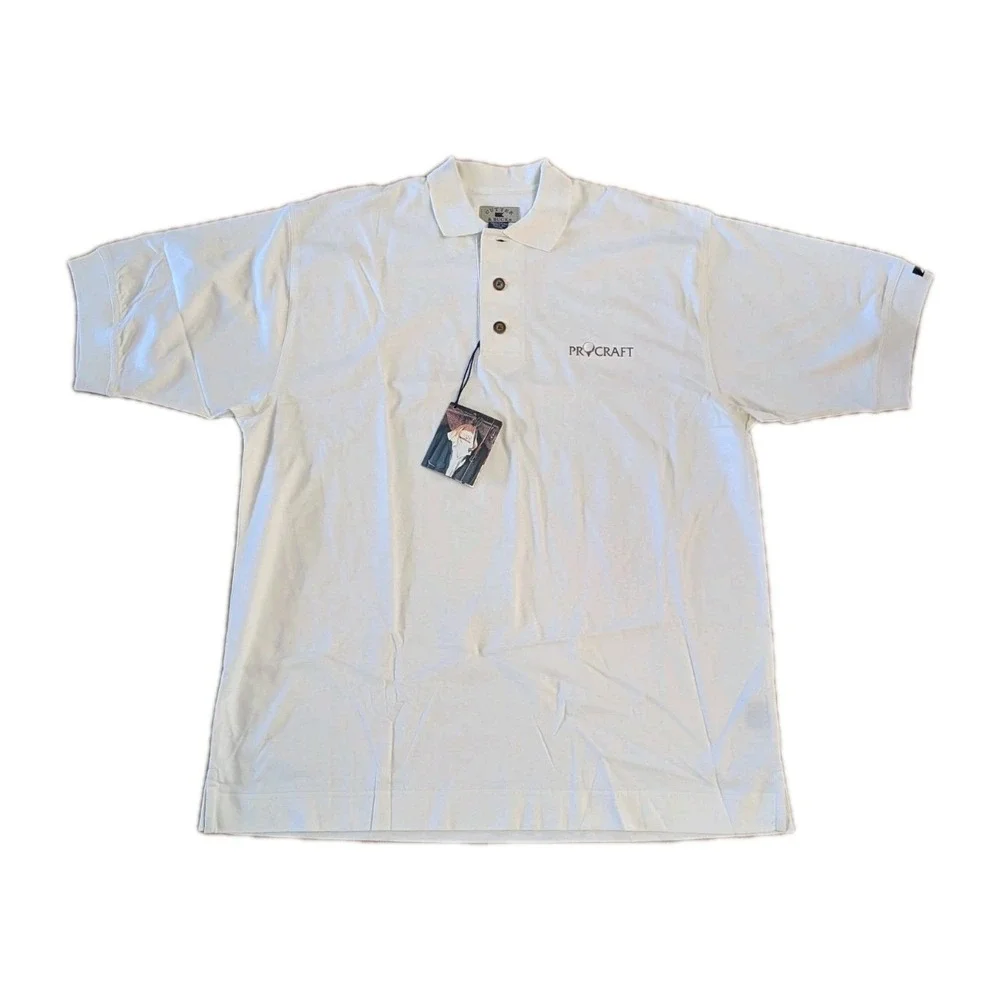 Cutter & Buck Polo Embroidered Logo Golf Polo Shirt Men's M Cream 100% Cotton